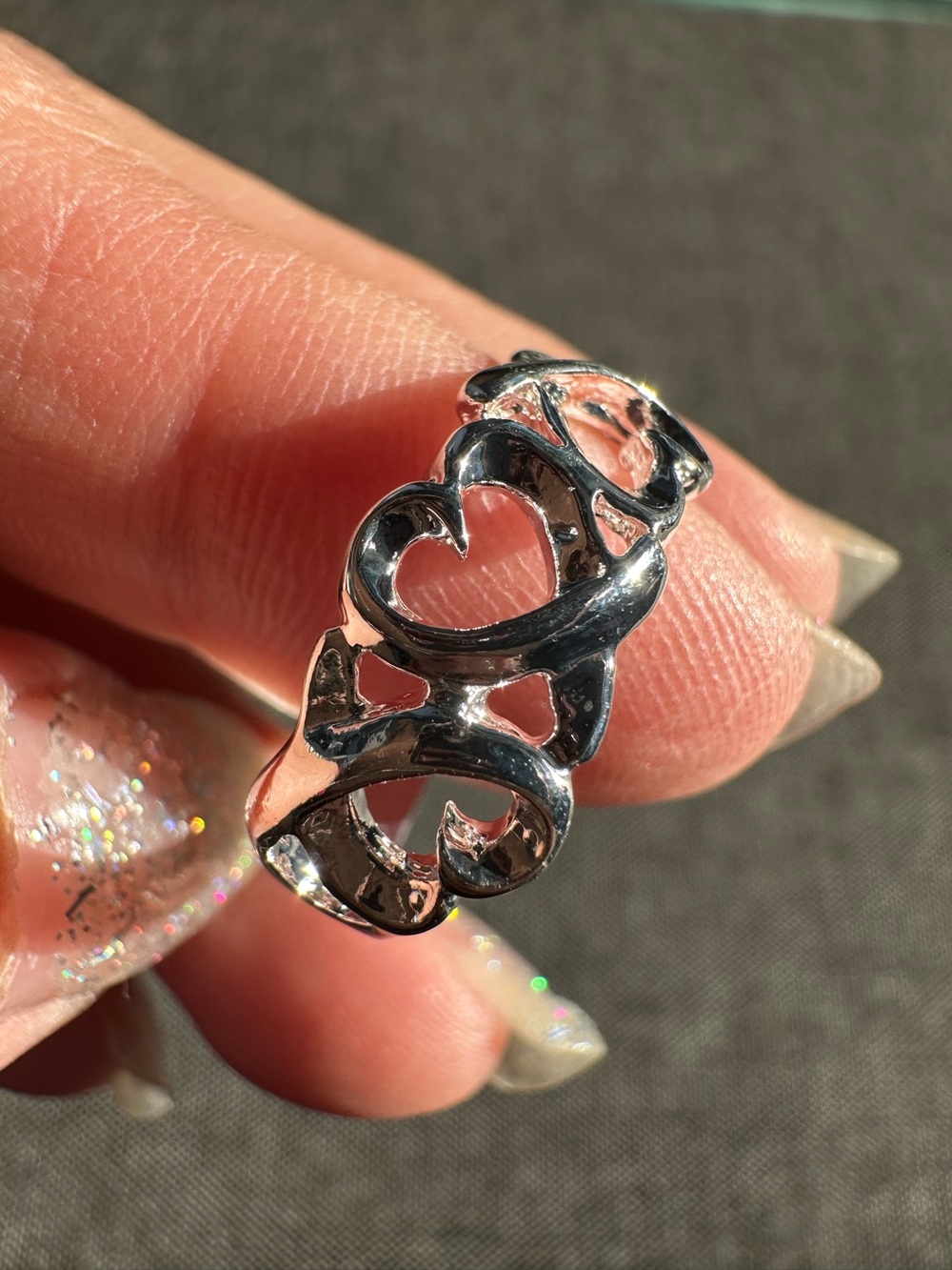 NWOT 925 Sterling Silver Heart Cutout Ring